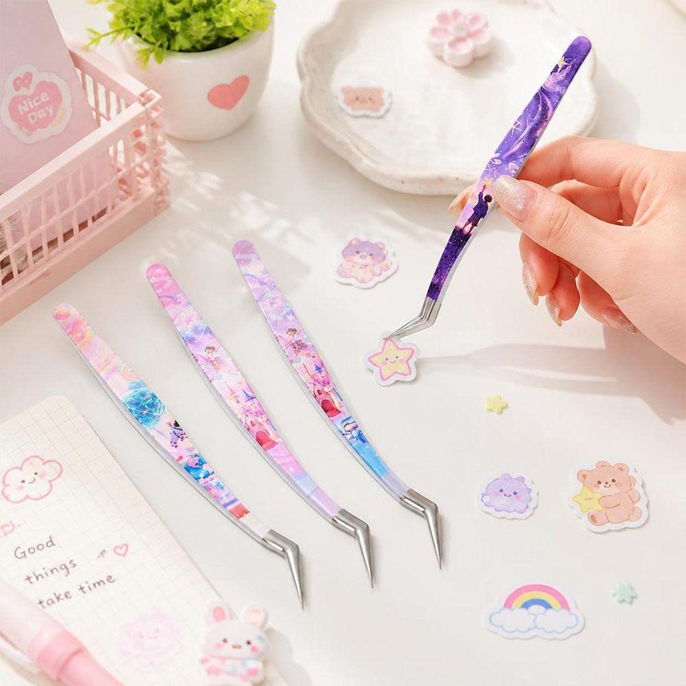 Anti-static Curved Stickers Tweezers High Precision Eyelash Curler Miniature Scene Stickers