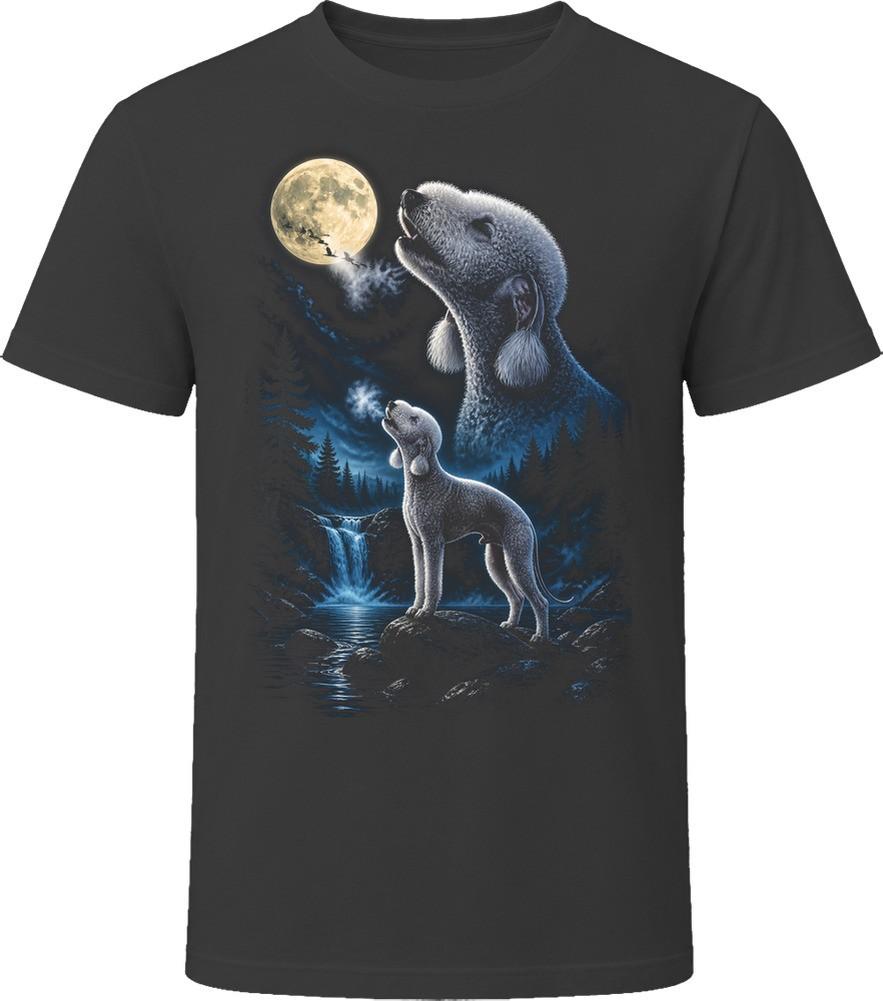 Bedlington Terrier Dog Howling at the Moon T Shirt