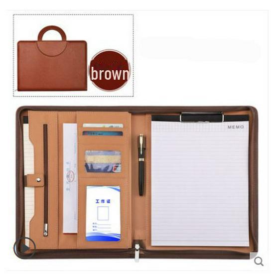 Leather A4 Zippered Business Manager Folder for Contracts and Documents