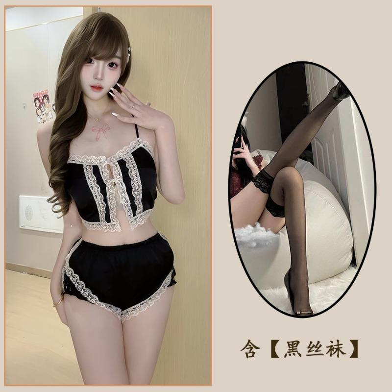 Sex Underwear Large Size Pajamas Sexy Temptation Splicing Free Split Lace Lace Suspender Qqny Set