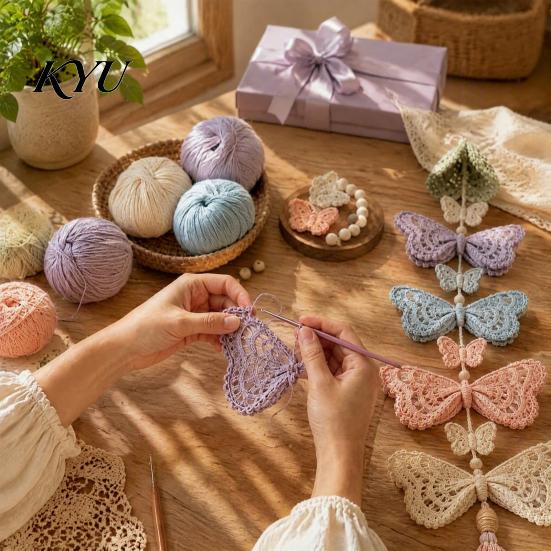 Kit Uncinetto Farfalla Kit Fai da Te, Farfalla/Colibrì/Ape/Cardinali/Bassotto/Tema Halloween, Decorazione Appesa Fatta a Mano, Hobby Antistress
