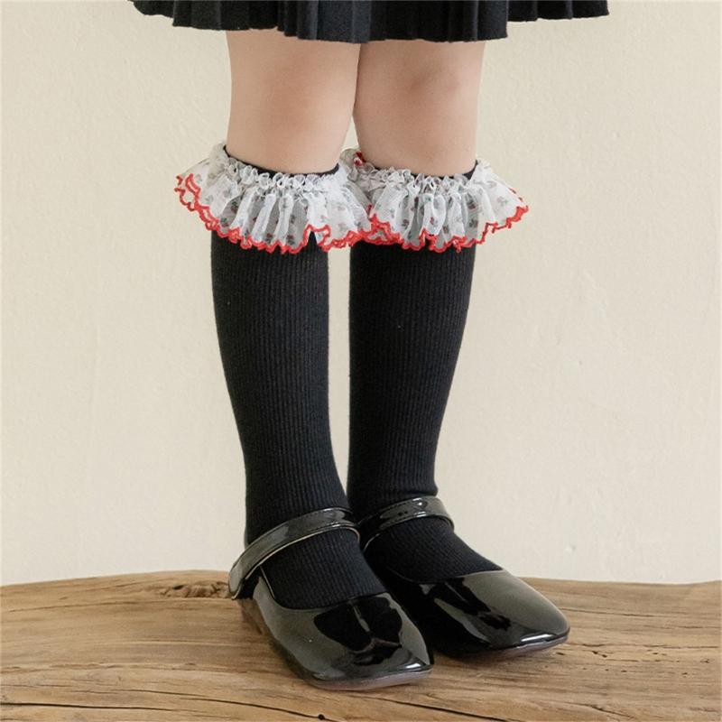 Lace Ruffle Socks Calf Socks for Teen Girls 3-13 Year Long Leg Warmer Knee Stockings Fashion Children Socks