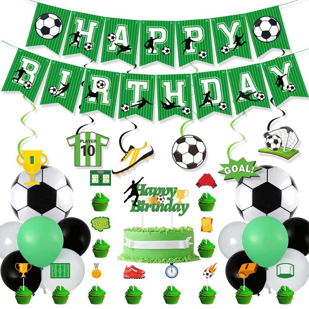 Paper Football Themed Party Decoration Whistle Keychain Football Themed Soccer Party Decorations Green Football Series Banner