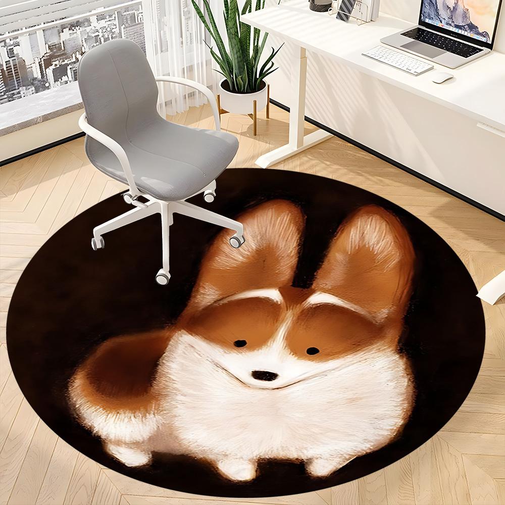 1PC Dog Ears Office Round Area Rug, Mat Suitable For Office, Under Office Chairs Bedroom Living Room Home Decor, Room Deco