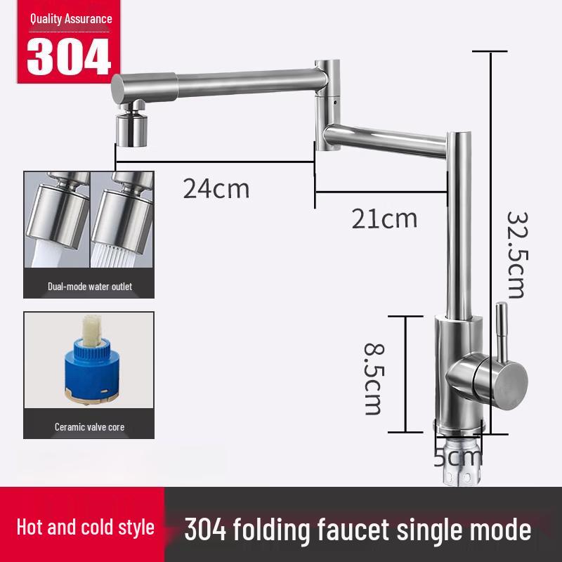 TLXT Stainless Steel Retractable Folding Kitchen Faucet