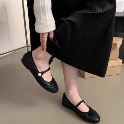 Neue Importierte Perlenschnalle Riemen Flache Sohle Flache Damenschuhe Elegant Stilvoll Trendige Flache Schuhe
