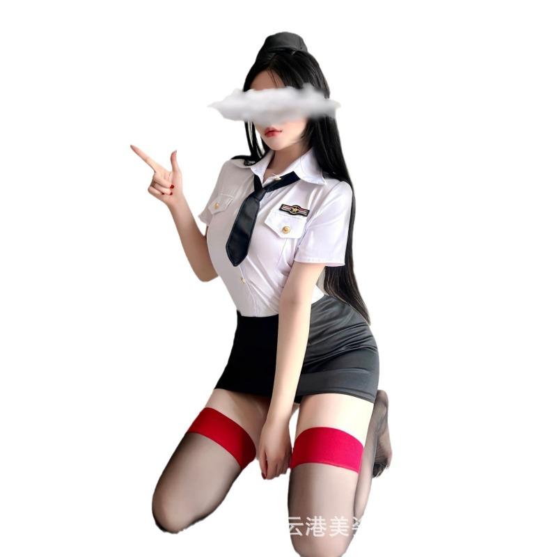 Nightclub Police Stewardess Cosplay Uniform Skinny Hip Wrap Skirt Skinny Captain Professional Suit Pure Passion Women