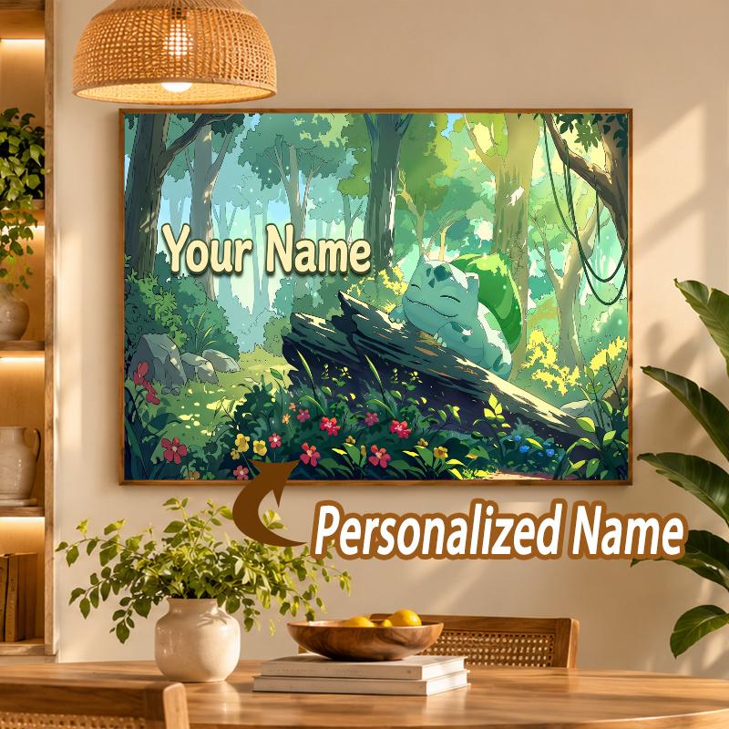 Bulbasaur Custom Name Diamond Painting Personalized 5D Full Drill DIY Diamond Art Home Decor