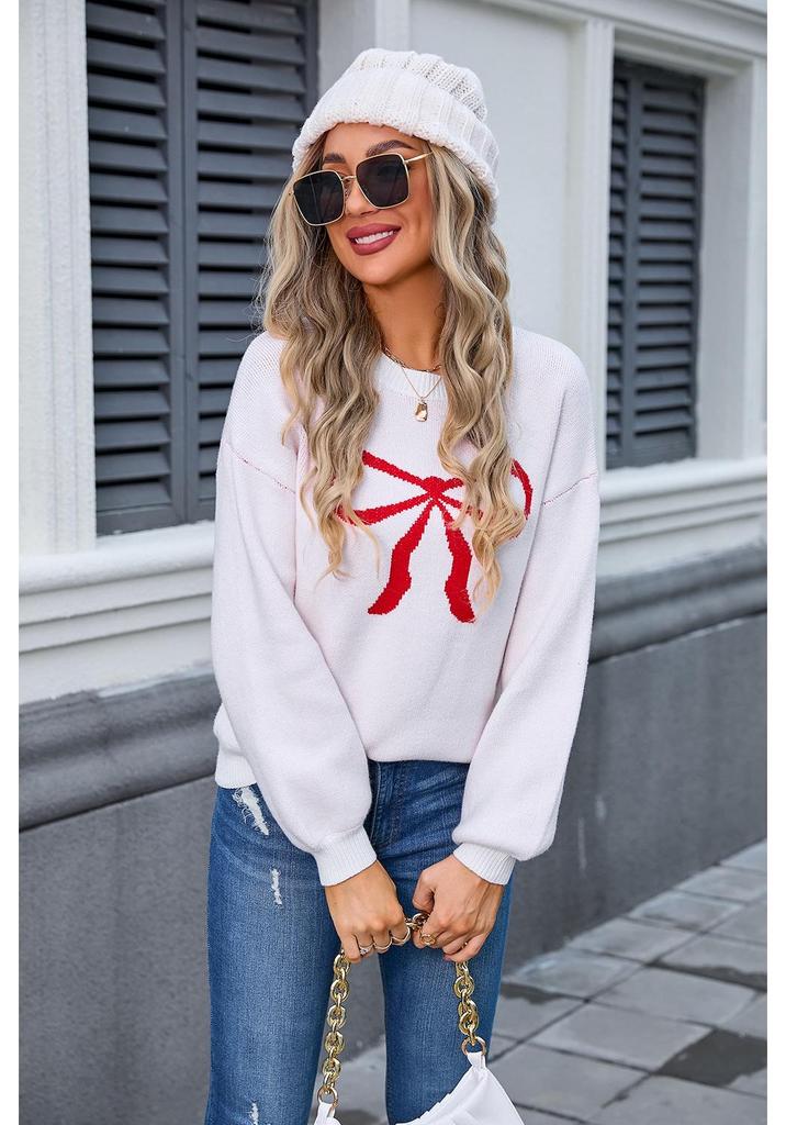 2026 Spring Women's Fashion: European & American Bow Sweater - Bestseller Plus-Size Knitwear