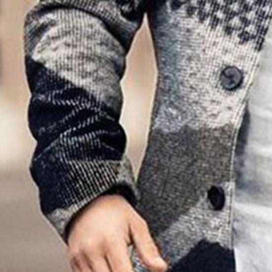 Men Overcoat Plaid Single-breasted Turndown Collar Long Sleeves Slim Mid-length Jacket Coat Streetwear
