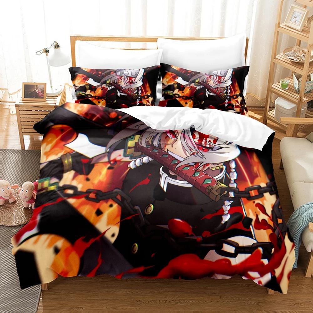 Anime Demon Slayer Bettwäschesets Kamado Nezuko Bettwäsche für Teenager-Mädchen Cartoon Twin Single Queen King Full Size Bettbezug-Set