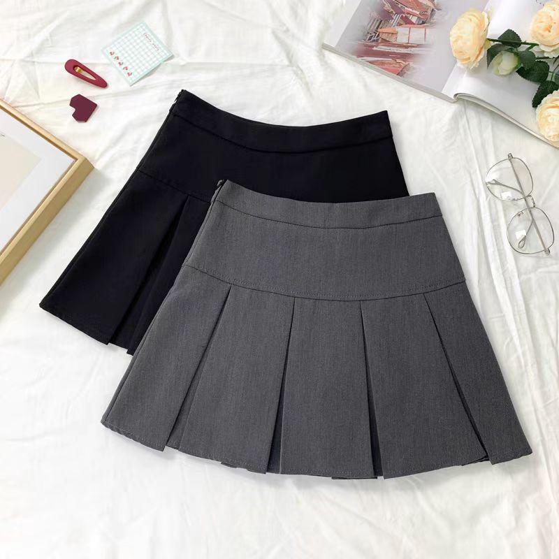

145 Petite Women Black High Waist Pleated A-Line Midi Skirt 2XL