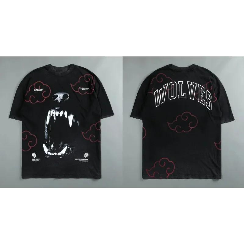Darc Sport Vlci Gym Trička Nadměrná Cvičební Fitness Darcsport Pánské Oblečení Grafický DTG Potisk Darcs Sport Vlčí Trička
