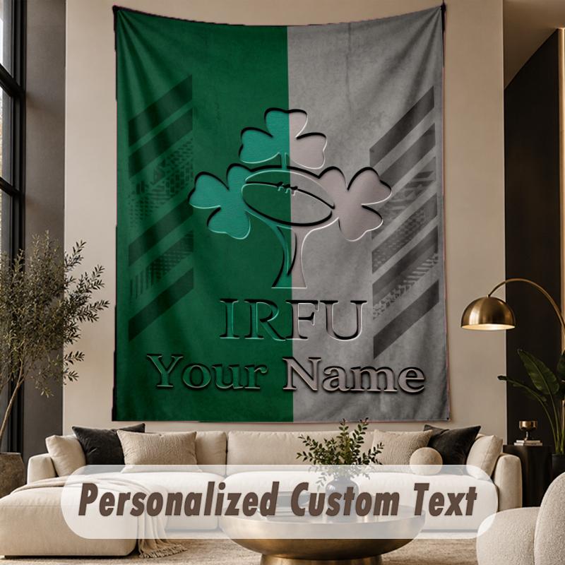 Custom Text Tapestry Ireland Rugby Print Wall Tapestry Indoor Living Room Wall Decor