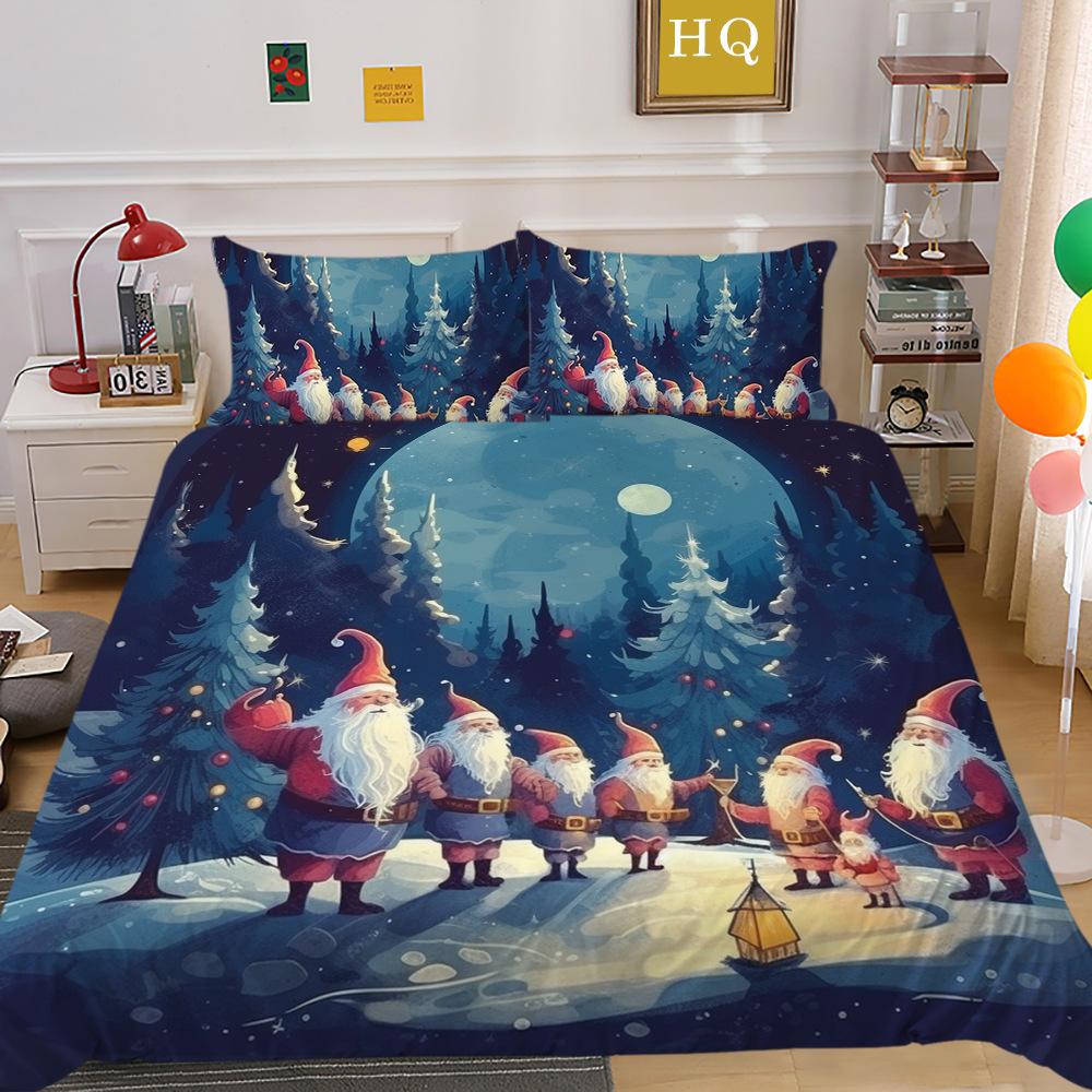 Weihnachtselch 3D-gedruckter Polyester-Kissenbezug Bettbezug Zweiteiliges oder Dreiteiliges Set erhältlich