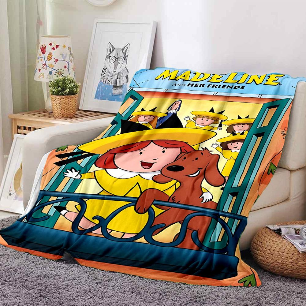 Madeline Friends Flannel Blanket Super Soft Warm Cozy Blanket for Sofa Bed Office Travel All‑Season Home Decor Gift