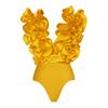 Solid Red Flower One Piece Swimsuit Luxury Women Swimwear Sexy Swim Suit Deep V Monokini Off Shoulder Bodysuit Bathingsuit
