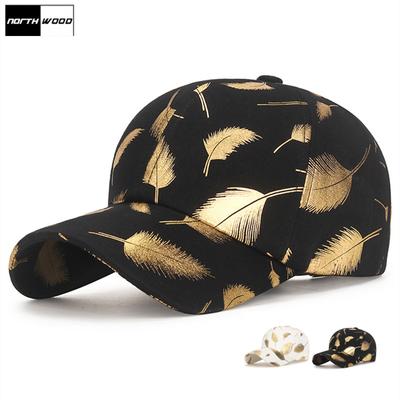 Northwood Gorra de Béisbol con Patrón de Plumas para Mujer Algodón Snapback Hip Hop para Hombre Gorras de Exterior para Papá