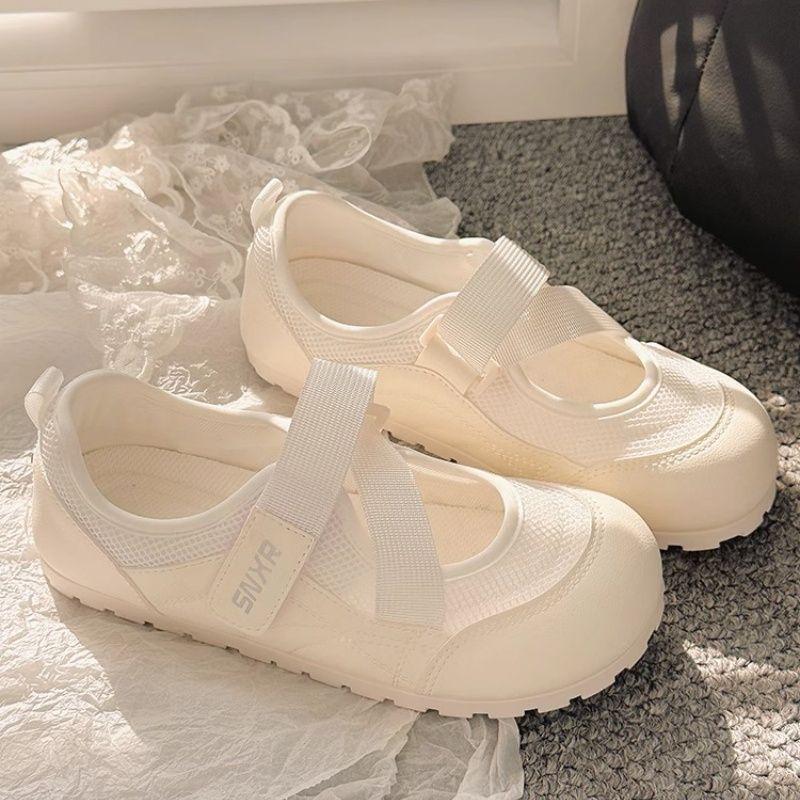 Little white shoes with skirts, women's summer breathable Mary Jane women's shoes, mesh mesh shoes, versatile ballet style fashion board shoes