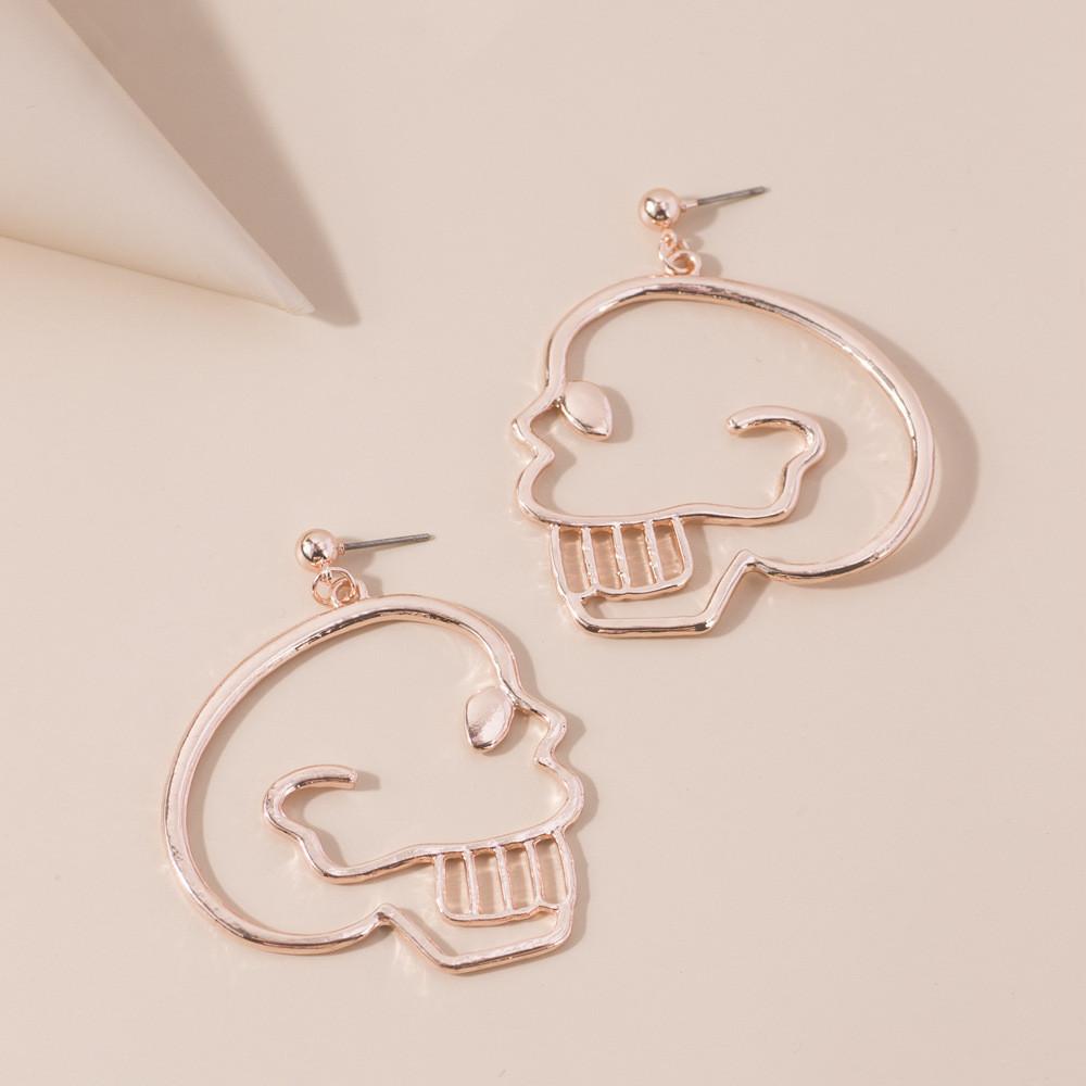 European Fashion American Trendy Hollow Skeleton Earrings Unique Simple Street Jewelry Style