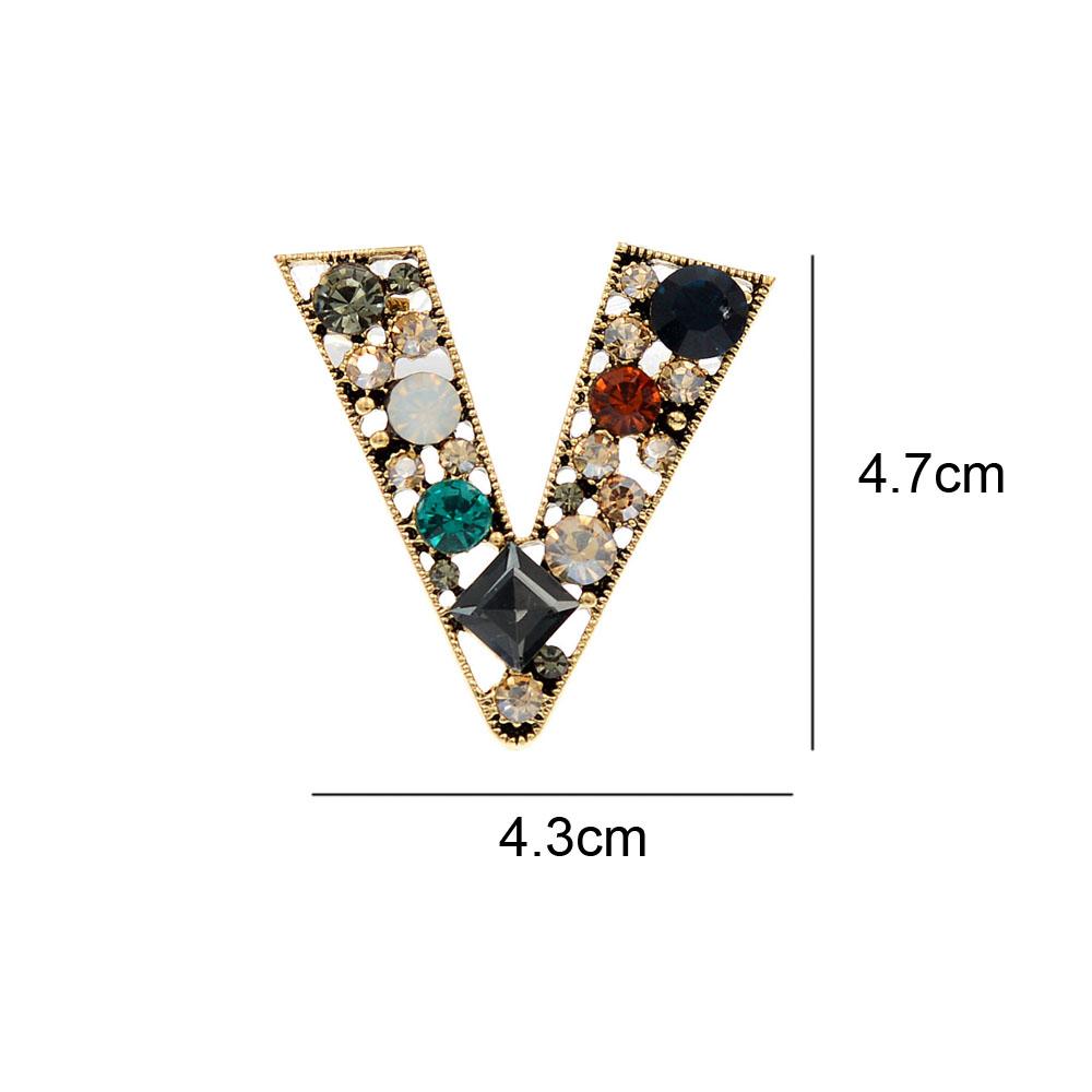 Neue Kristall Brief V Broschen Für Frauen Vintage Glänzende Mode Pin Mantel Zubehör Hohe Qualität Neue