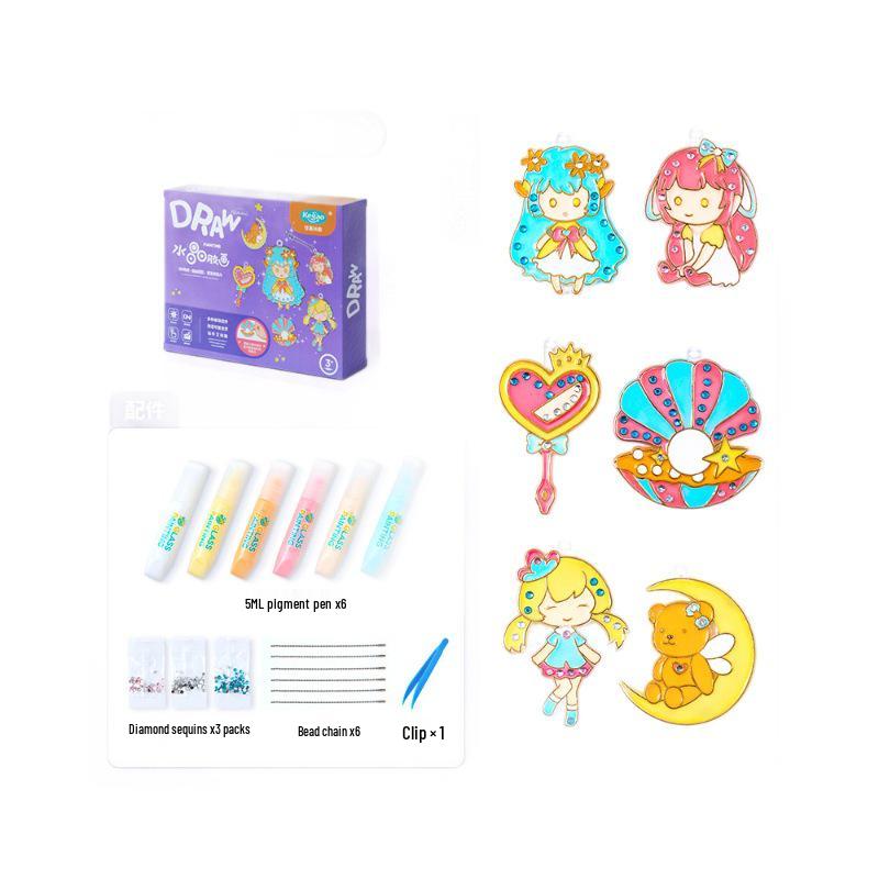 Children's DIY Crystal Glue Painting Castle & Pendant Graffiti Kit