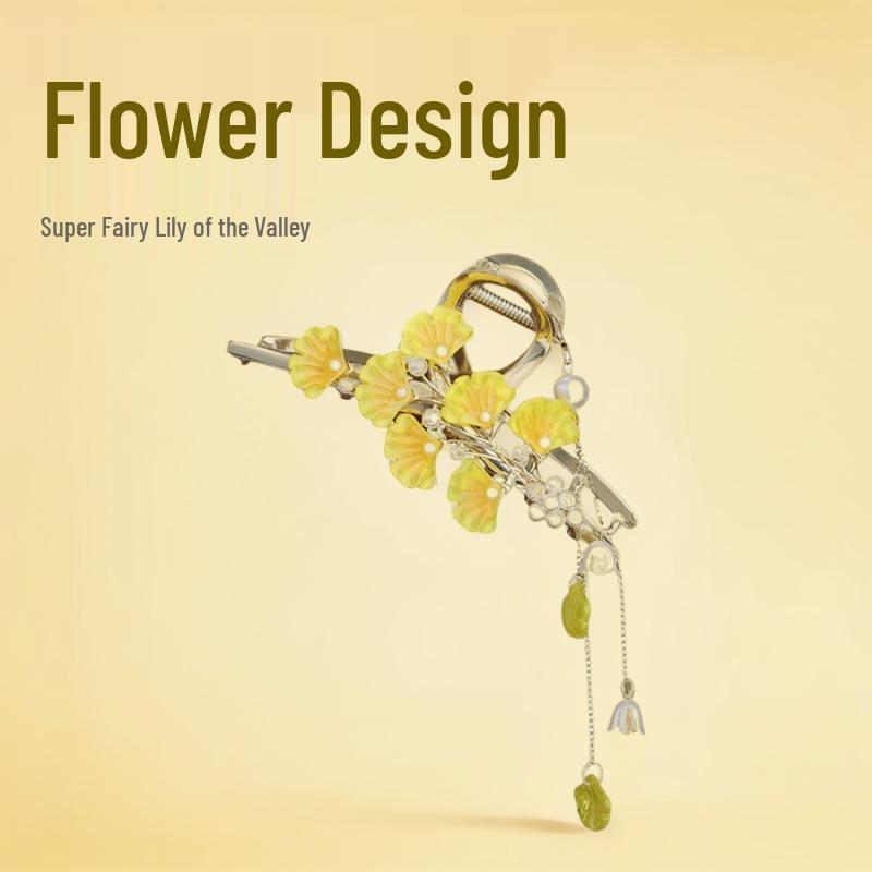 

Vintage Floral Lily of the Valley Tassel Hair Clip - Fairy Style Shark Hair Accessory