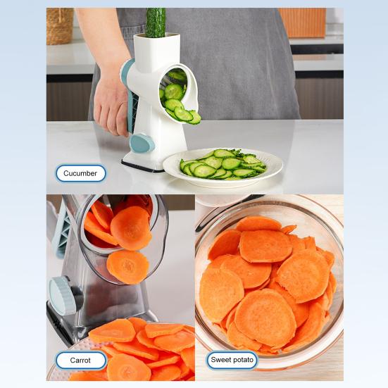 Handheld Roller Vegetable Slicer Adjustable Julienne Shredder for Home Kitchen Stainless Steel Blade Quick Vegetable Prep Tool with Protective Guard