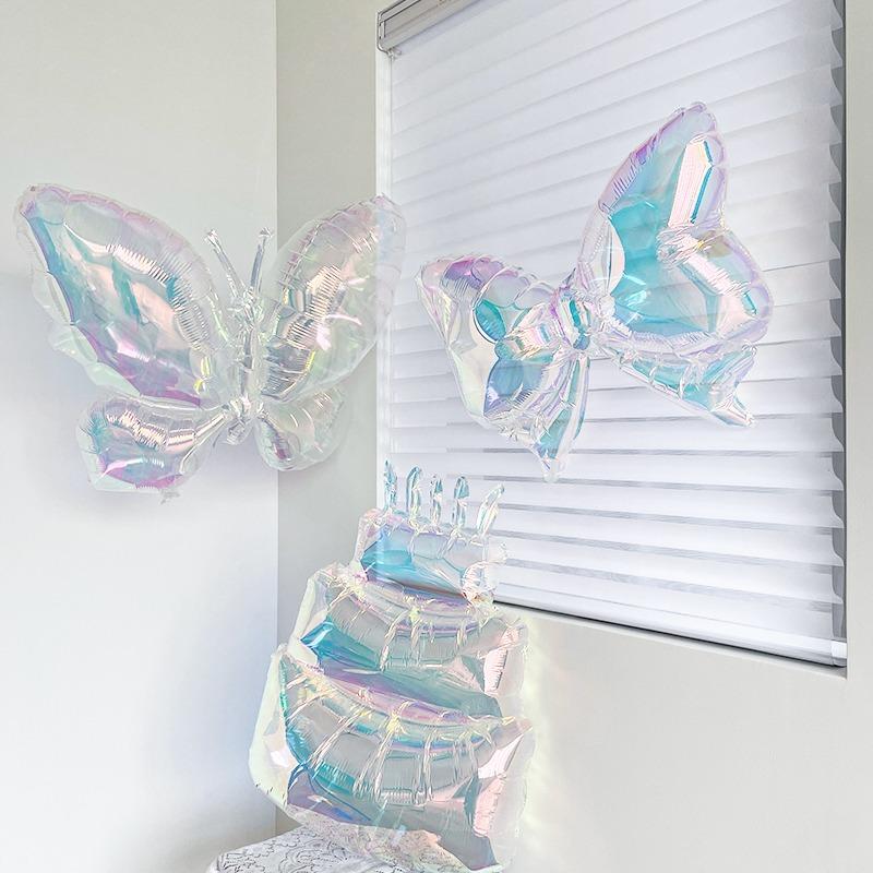 Laser, Colorful Butterfly, Heart-shaped Cake, Balloon, Birthday Party, Photo Props, Decorations, Background Wall Arrangement