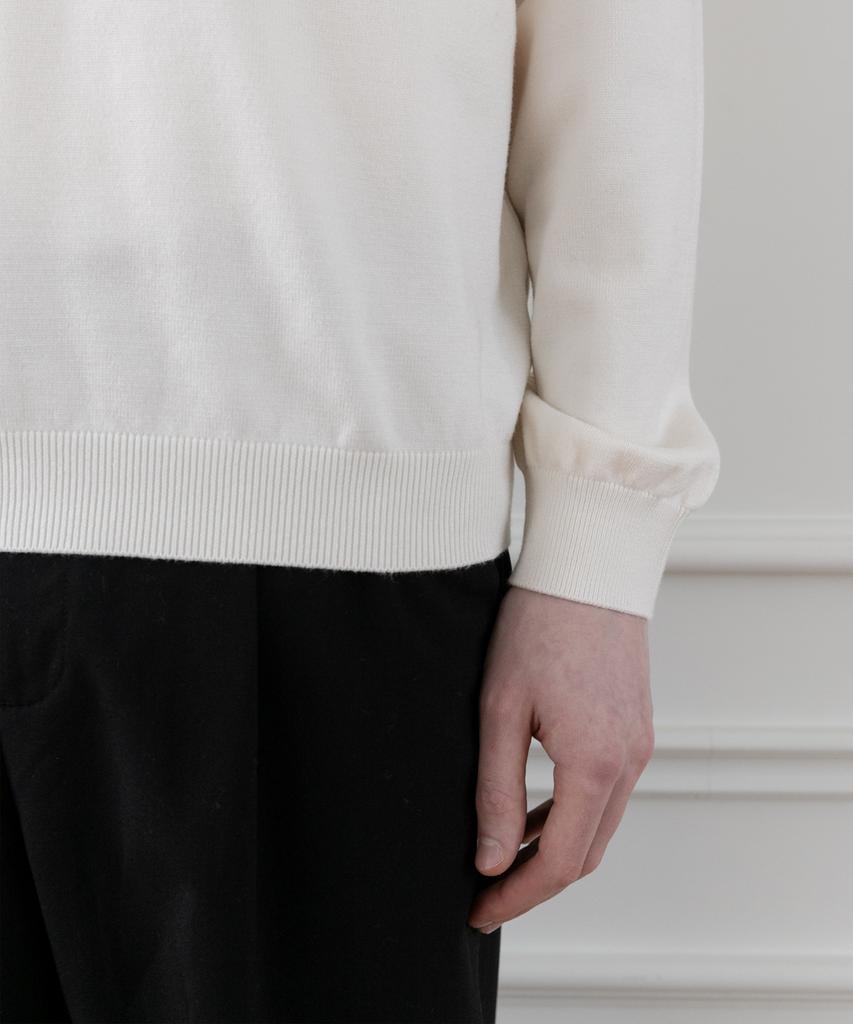 SELITIO Men'S Basic Soft Collar Knit Ivory