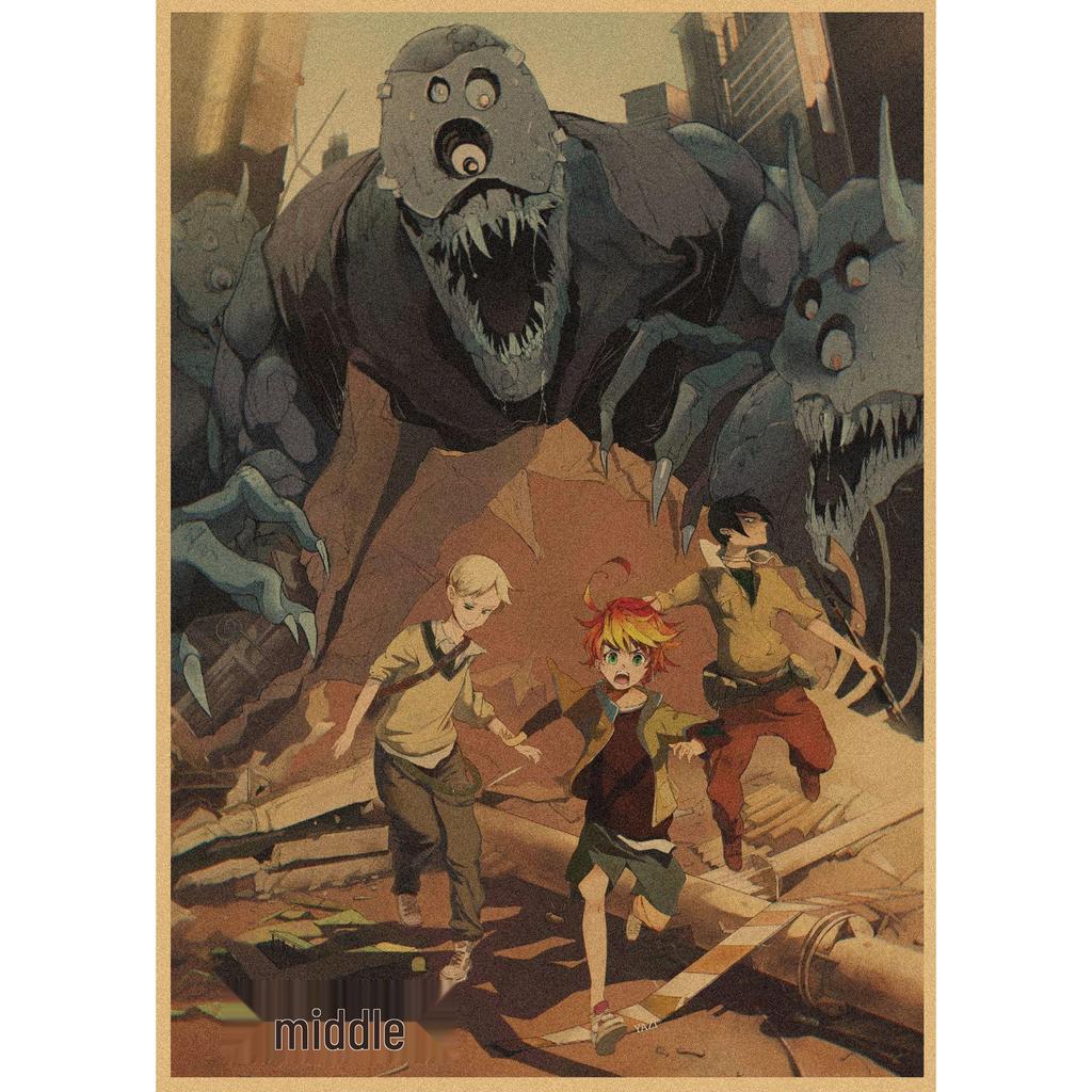 The Promised Neverland Anime Retro Kraft Paper Poster - Decorative Wall Art