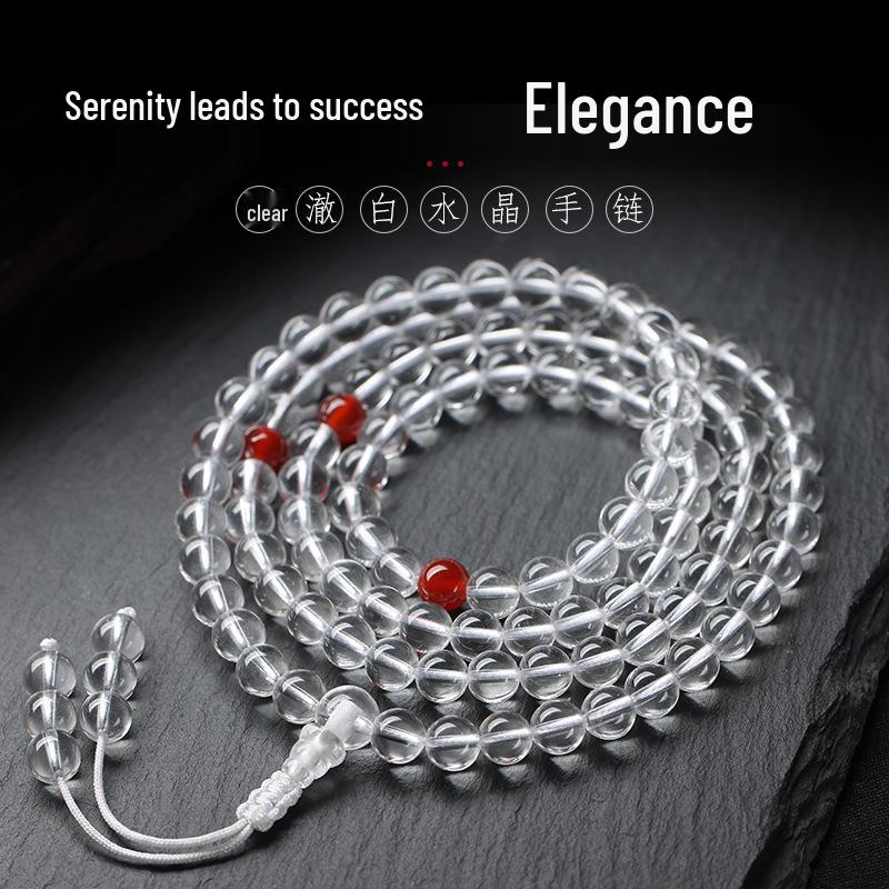 Clear Donghai White Crystal Bracelet - Round Beads, Unisex