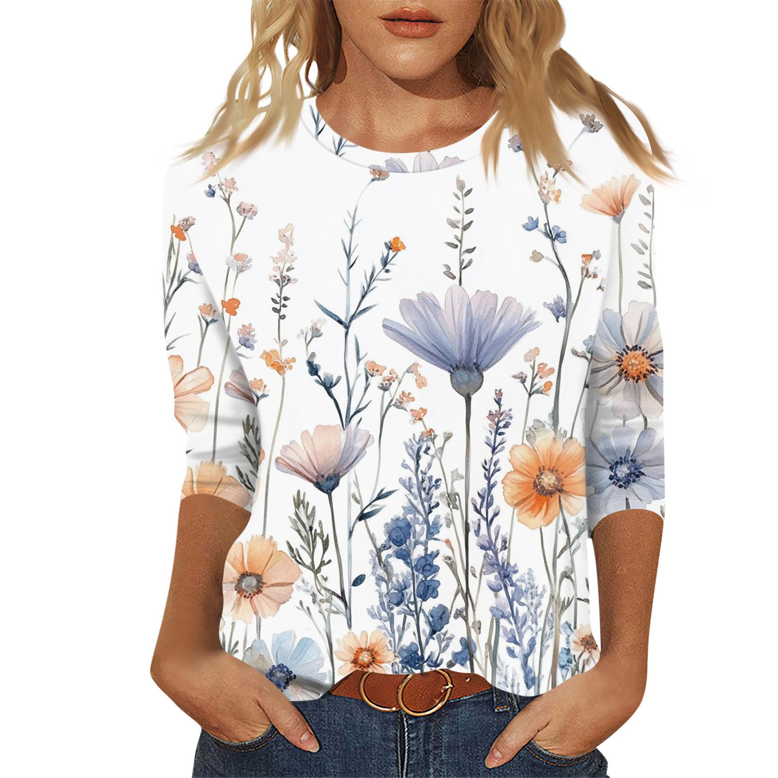 

Женский модный повседневный пуловер с рукавом семь четвертей, модный принтованный топ L бежевый