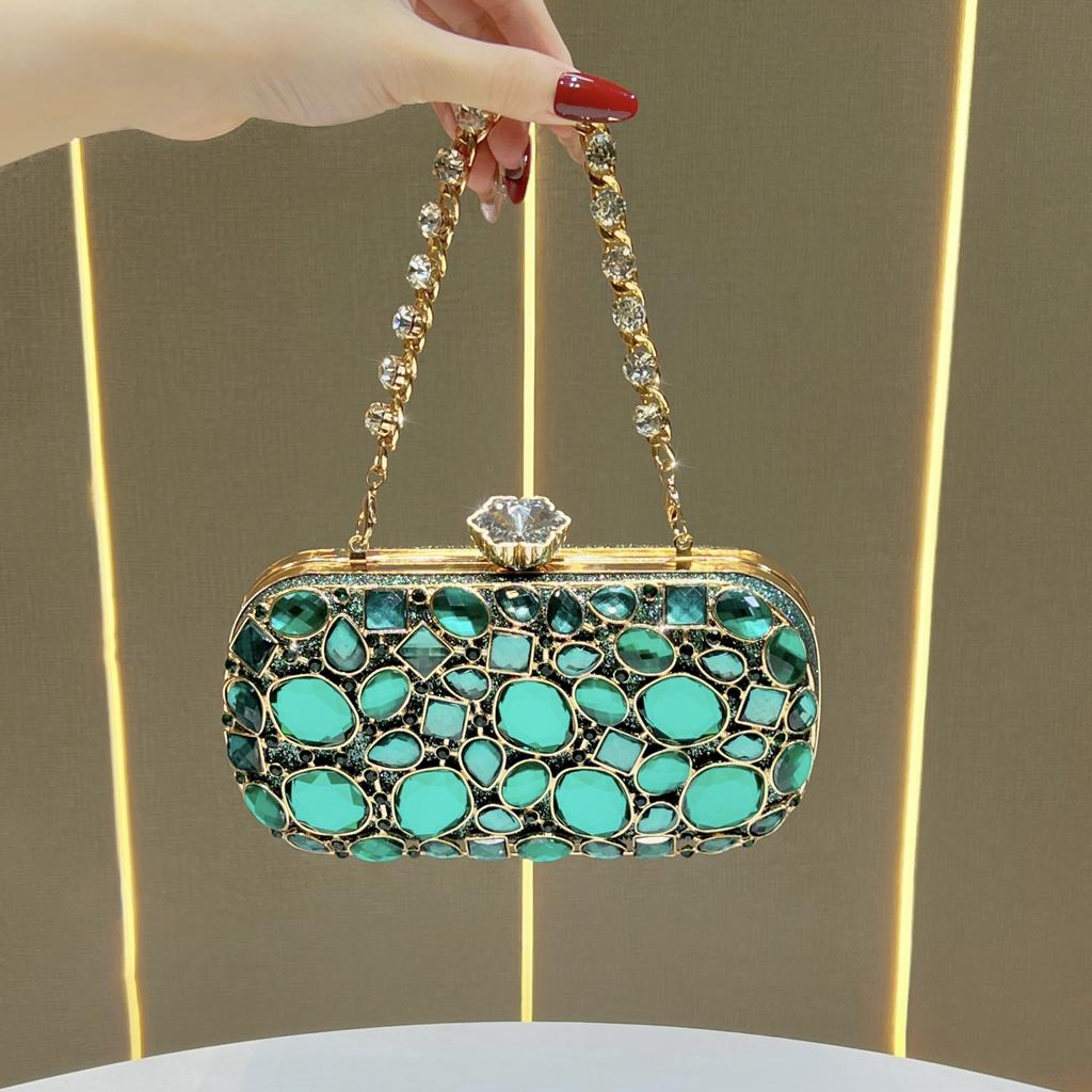 Evening Party Handbag, Slim Luxury Chain Bag, Evening Party Dress Bag, Diamond-encrusted Evening Bag
