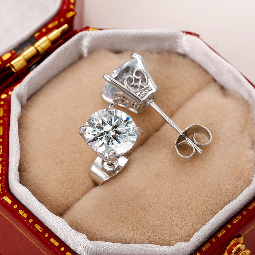 Classic Stud Earrings Series, Creative Crown Flower Zircon Stud Earrings For Women, Simple And Fashionable Small Earrings.