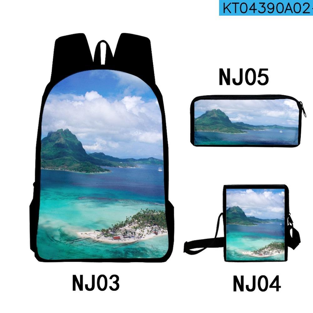 Trendy Popular Fantastic scenery 3D Print 3pcs/Set pupil School Bags Laptop Daypack Backpack Inclined shoulder bag Pencil Case