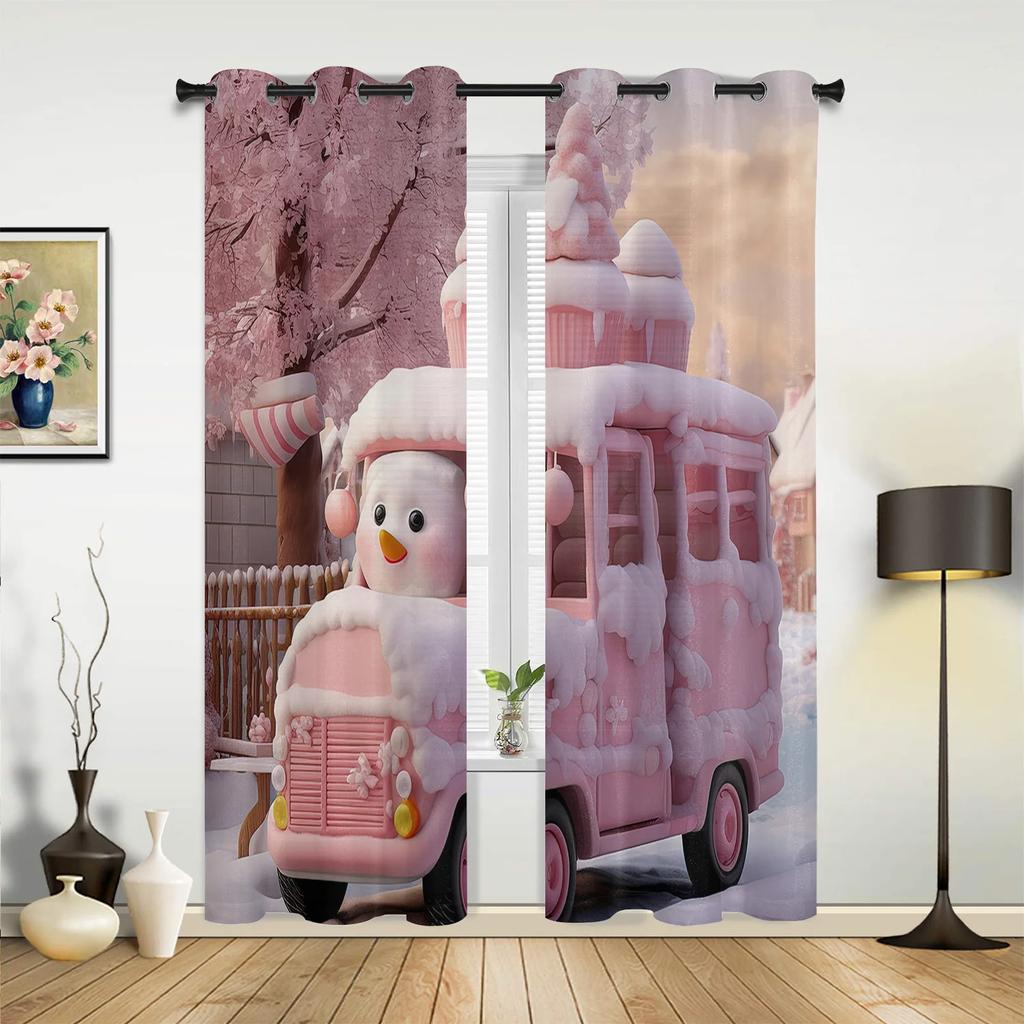 Pink Cartoon Castle White Curtains for Bedroom Living Room Drapes Kitchen Children's Room Window Curtain Modern Home Decor