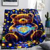 1PC Custom Name Forest Bear Heart Patterned Flannel Blanket Suitable For All Seasons for Home Decor Warmth and Comfort Gifts Holiday Present_lx