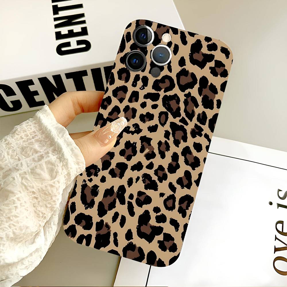 Leopard Phone Case Black Silicone Soft Shell For IPhone 17 16 15 14 13 12 11 Air Pro Max Plus Hot Sale