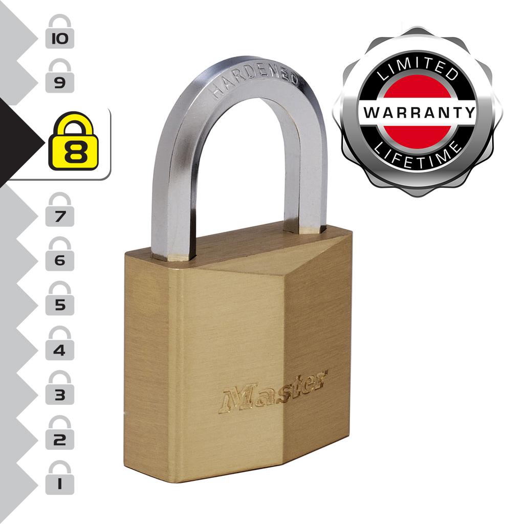 Master Lock Brass Padlock wit Hexagonal Shackle, 50x82x26 mm