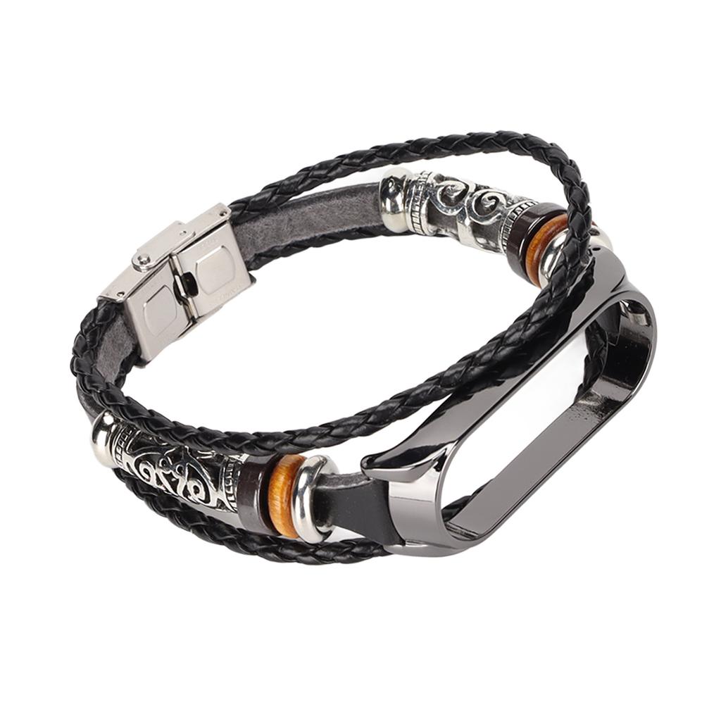 Leather Strap Compatible for Xiaomi Mi Band 6 Bracelets Ethnic Style Retro Watch Band Wristbands