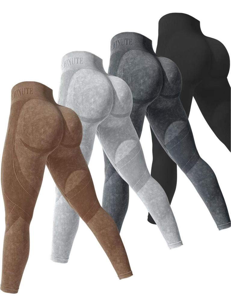 Seamless Women's Yoga Pants: Sand Washed, Quick Dry, Butt Lifting, Tight Fit, Letter Print, Sports Fitness Long Pants