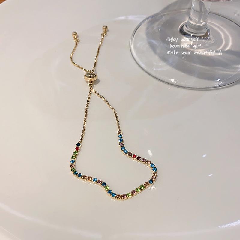 

Женский браслет класса люкс с цветным цирконием — эксклюзивный дизайн, популярный стиль, вдохновленный знаменитостями S478 золотой