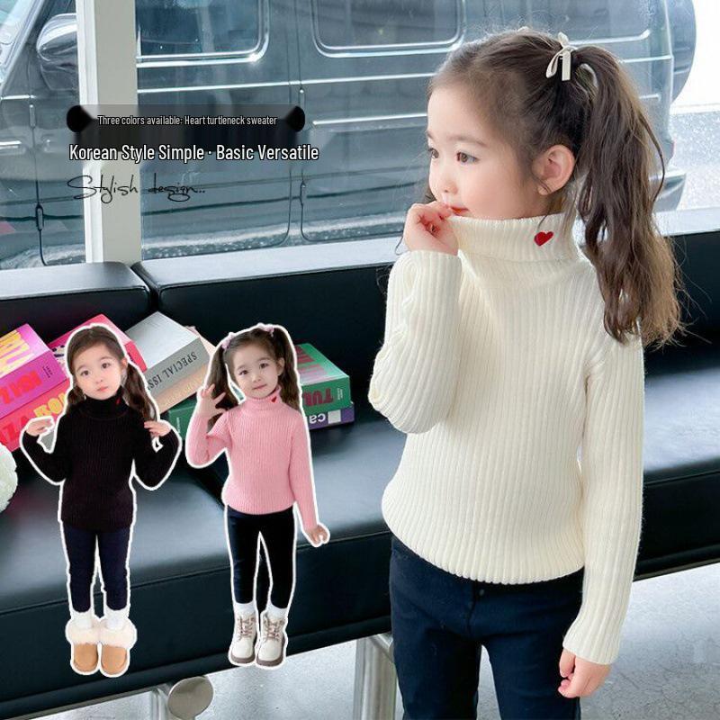 In-Stock Girls' Turtleneck Sweater: Stylish Knitted Base for Autumn & Winter