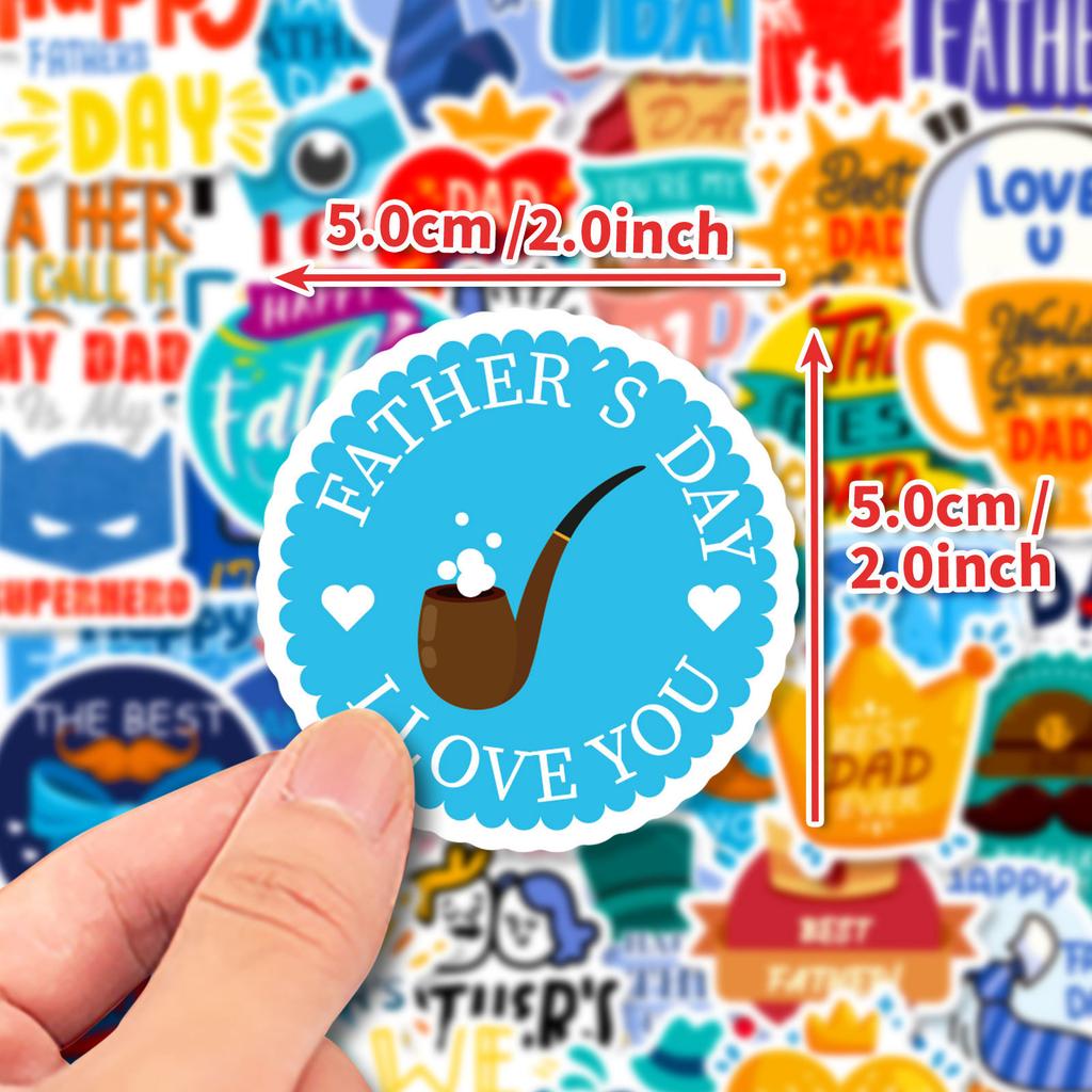 50 PCS Father's Day Text Stickers - 'Happy Father's Day' Decals for Gifts, Cards, DIY