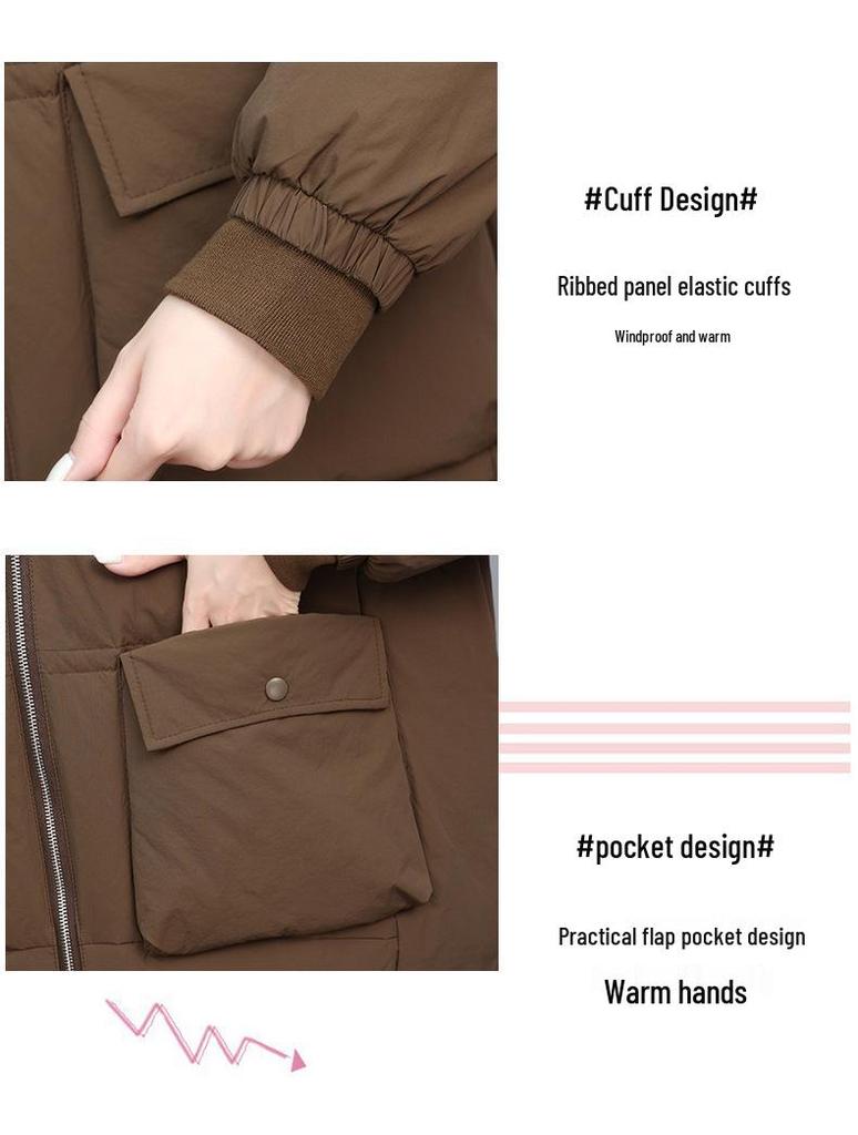 Women's Mid-Length Down Jacket 2024: Warm, Thick, Loose Fit, 90% White Duck Down Padded Winter Coat