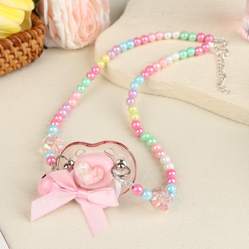 Sweet Beads Chain Pacifier Gag Collar Couple Toy Soft Silicone High-End Adult Pacifier Creating An Exclusive Luxury Leisure Time