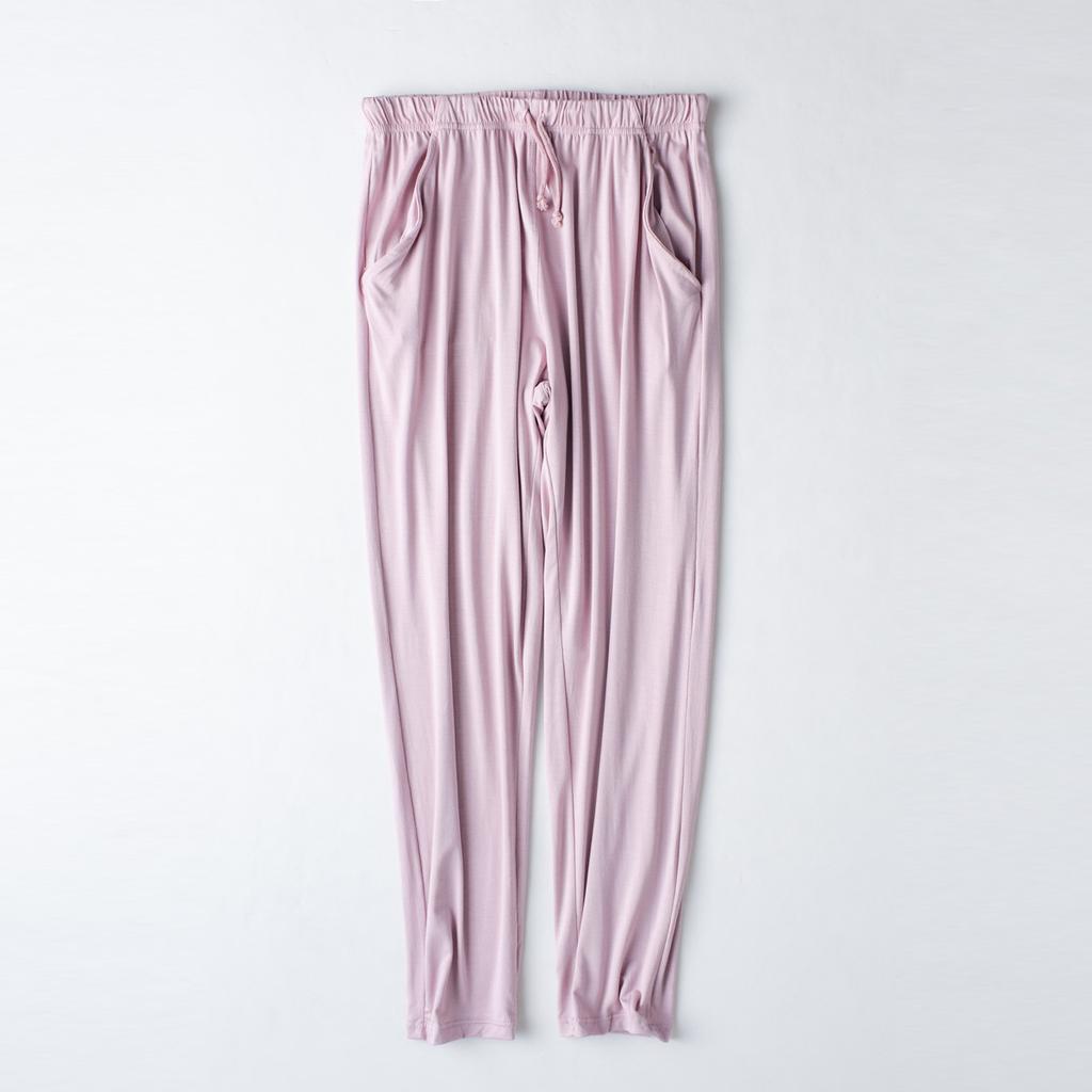 Women's Modal Long Pajama Pants, Japanese Korean Loose Straight Leg Casual Trousers, High Stretch Thin Yoga Loungewear Pants with Pockets