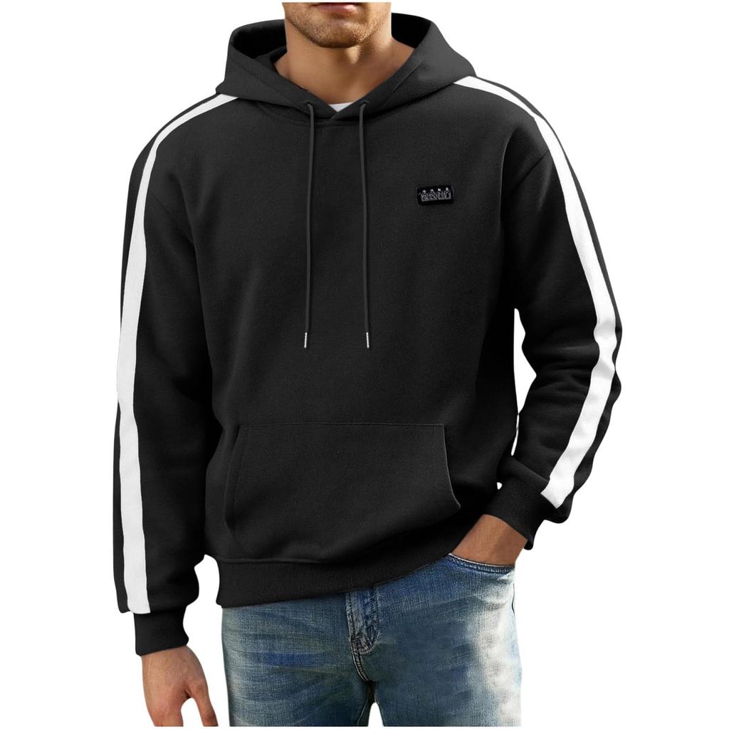 Men's 31- Striped Heated Hoodie Hooded Sweatshirt for Winter Cold Outdoor Wear