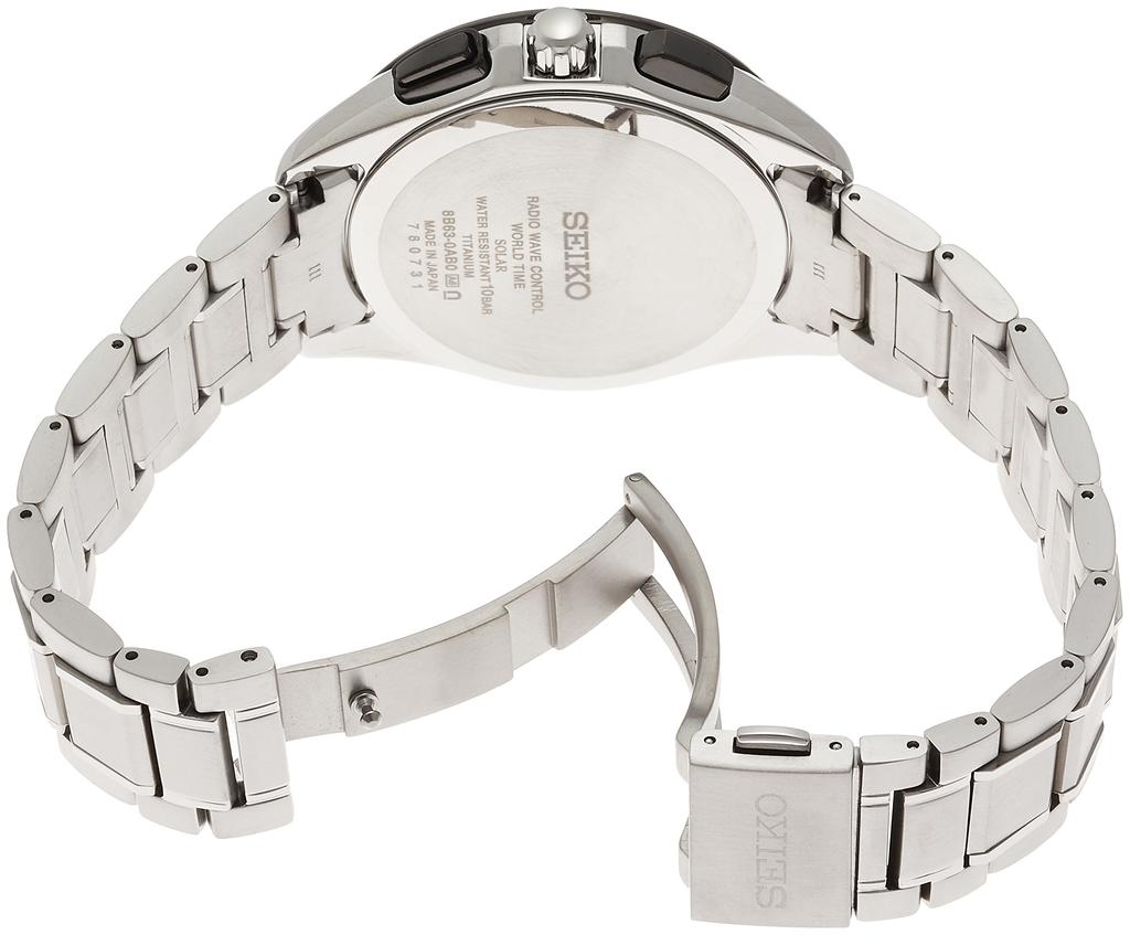 Seiko Watch SAGA241 Men's Brightz Solar Radio-Controlled Dual Time Titanium Model, Silver